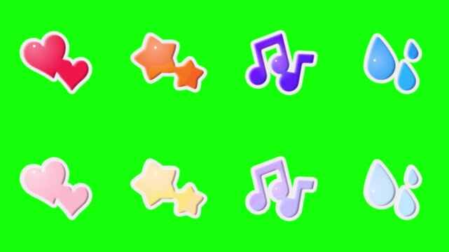 カクカク揺れる記号シール8種類セット(連立バージョン)