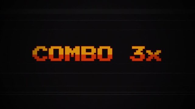 Combo 3x 8-Bit Retro Game Text Animation, Pixel Art Glitch Effect, Vintage Arcade Interface, VHS Screen Distortion, CRT Monitor Scanlines, Nostalgic Gaming Overlay 4k video