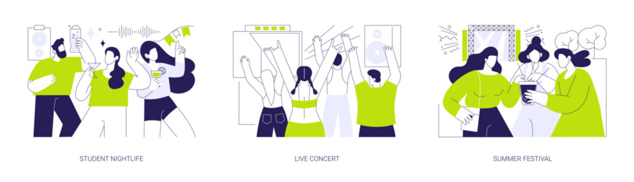 Attending a gig isolated cartoon vector illustrations se