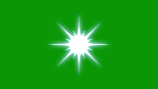 Twinkling stars animation. fast line glitter motion, white cartoon blinking stars, flat vector doodle sparkle, blinking shining light twinkling effect glowing on green screen background. 4k