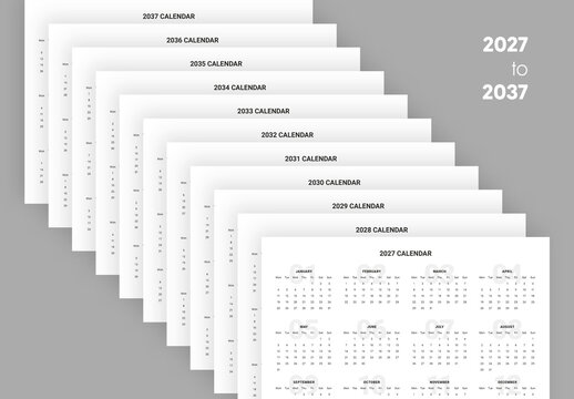 Calendar 2027 to 2037