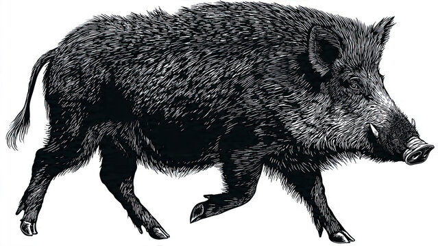 wild boar isolated on white background