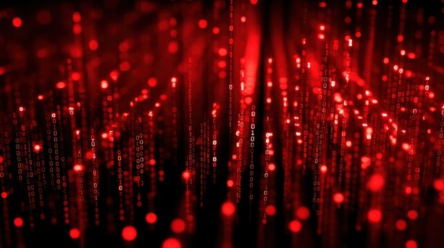 Abstract data stream background in red