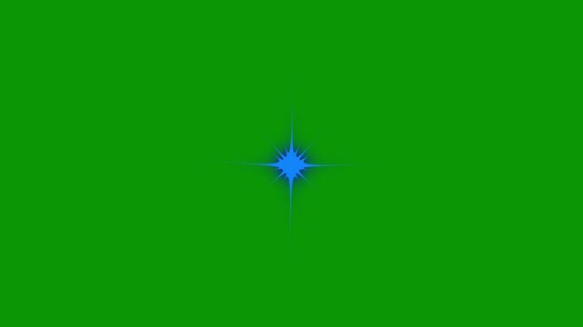 Animation blink twinkle star particle graphic movement appear on green screen background. white cartoon, flat, vector, doodles style stars blinking, glowing twinkling glitter star. 4K