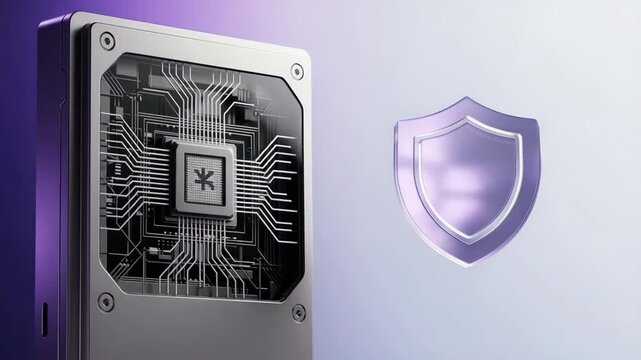 A futuristic server with quantum shield and secure cloud network for cybersecurity and data protection technology