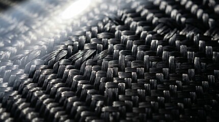 Obraz premium Carbon fiber weave texture, black pattern, close-up industrial material