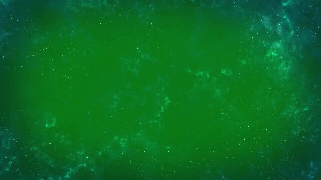 Glowing neon oval shapes with sparkling stars in green cosmic background for graphic design