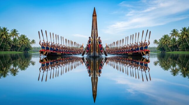 Traditional snake boat race in kerala, india