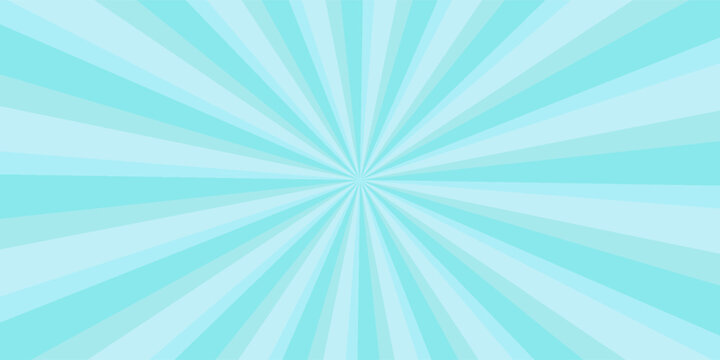 Blue pop sunburst background. Pop bright concentration line background and promotional template.