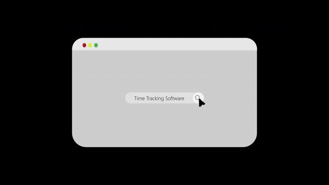 Time Tracking Software Search Bar Typing Animation Modern Web UI Interface 4K Alpha Channel