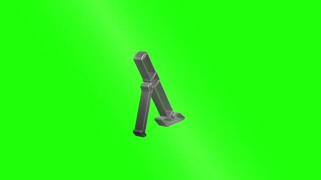 Military mortar assembling and rotating on green screen
