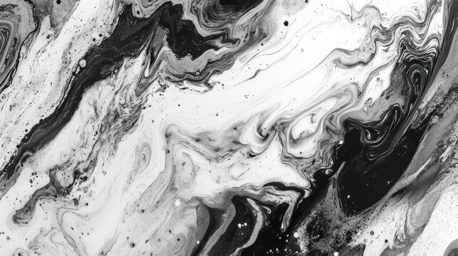 Monochrome abstract fluid art with flowing ebony and ivory tones, swirling patterns