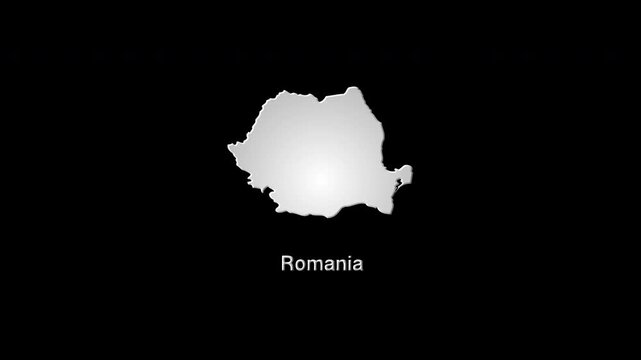 Romania map forming from colorful digital particles