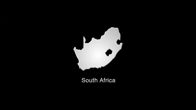 South africa digital map revealing on black background