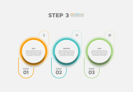 Presentation business abstract background infographic template colorful step 3