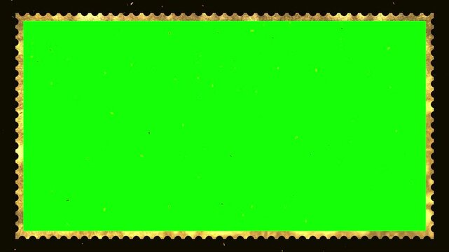 Green screen background with black borders and yellow edges chroma key template for video editing and motion graphics
