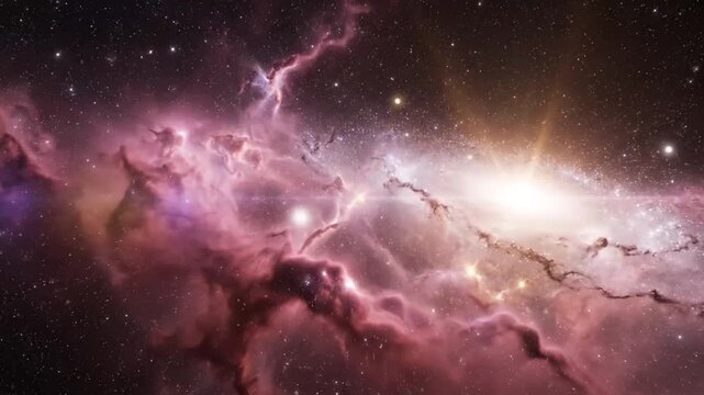 Cosmic Nebula Display with Dynamic Lightning and Star Formation in Deep Space