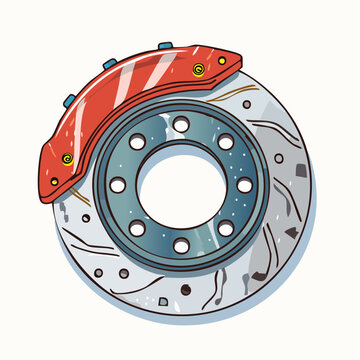 Illustration of a Car Brake Disc and Caliper