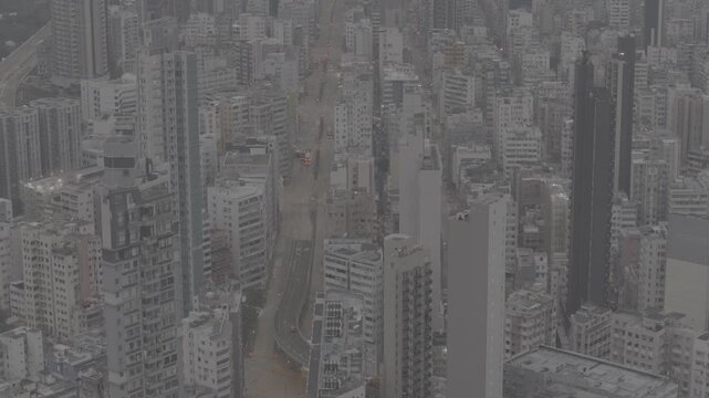 Aerial footage of Mong Kok, Hong Kong in the morning, taken by DJI Mavic 4 Pro (D-Log) 4K60p.