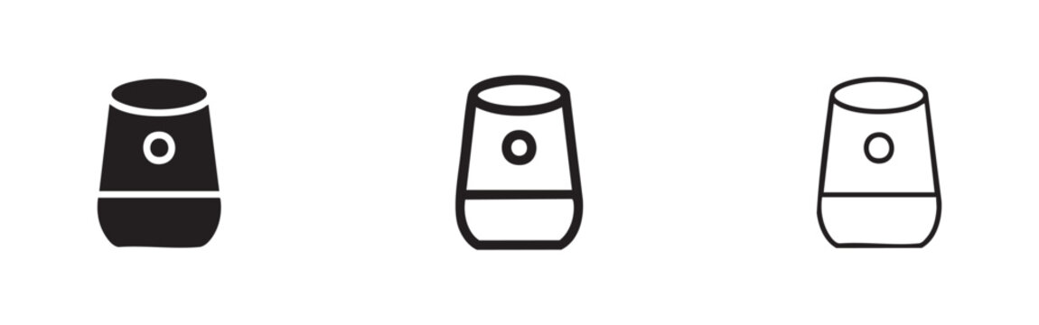 Smart speaker virtual assistant icon set.