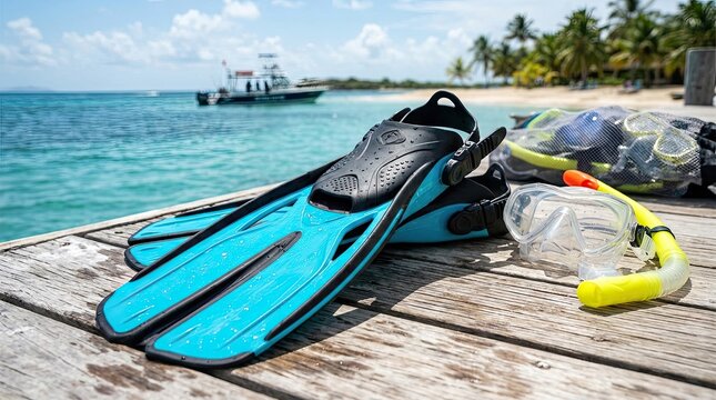 snorkeling equipment on the beach