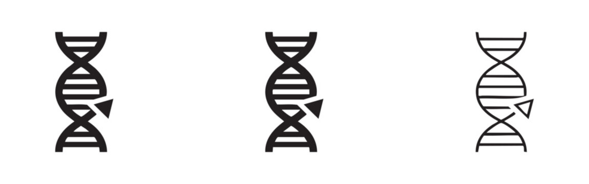 Broken DNA Strand Icon Set. Genetic Mutation Symbol Vector Illustration
