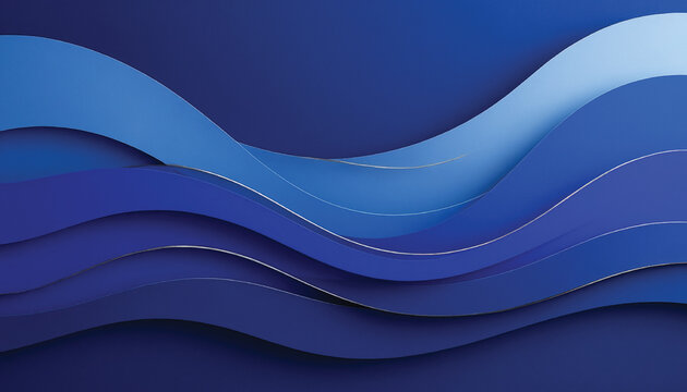 Elegant abstract paper cut background with layered blue waves, smooth flowing curves, and silver accents. Modern 3D papercraft design ideal for branding, presentations, wallpapers, and luxury layouts.
