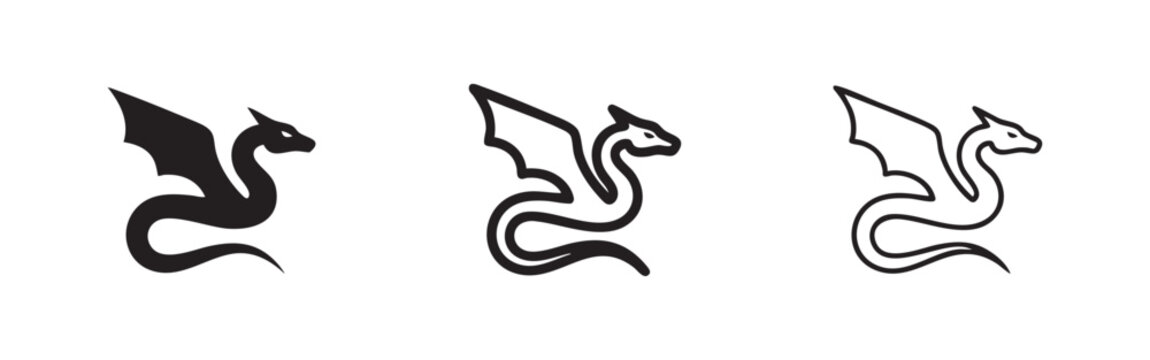 Fantasy Dragon Mythology Creature Icons Collection