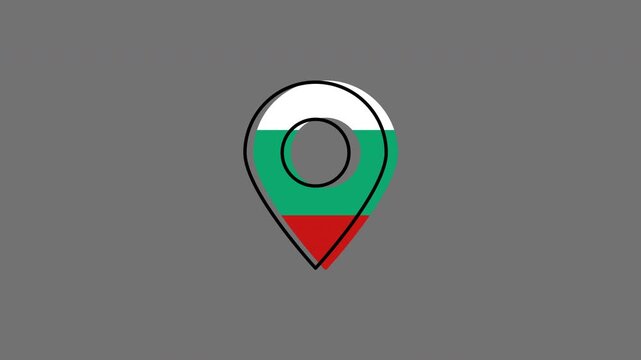 Bulgarian flag location pin symbol bouncing