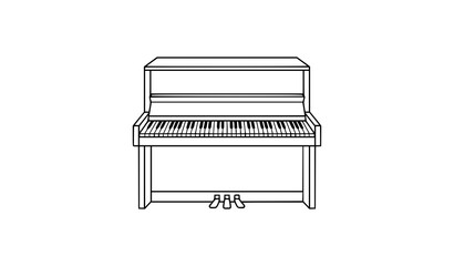 Upright Piano Outline Vector Illustration in Modern Minimal Line Style © MdShahinoor