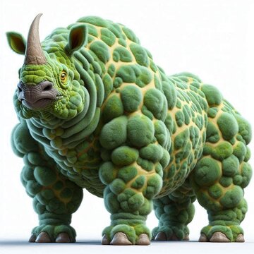 Green monster rhino alone in image