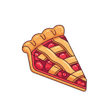 Delicious cherry pie slice isolated on transparent background