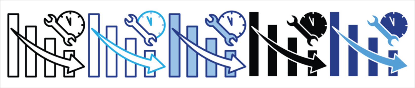 Downtime icon set multiple style collection