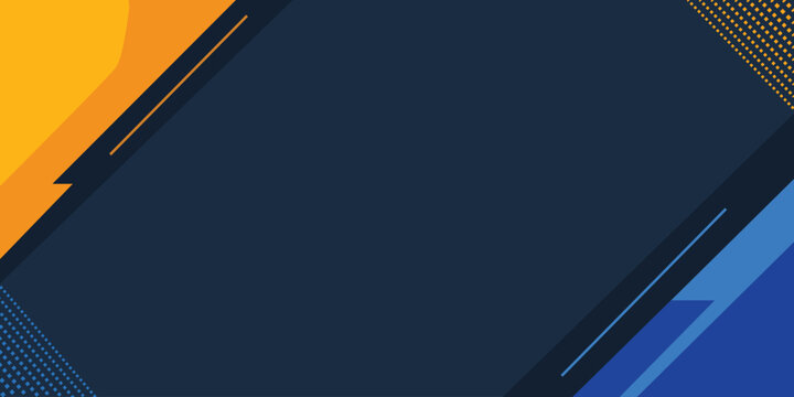 Dark navy orange blue abstract geometric background with bold diagonal shapes dotted accents modern technology presentation banner design layout template