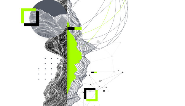 Abstract art wireframe background. Modern science or technology art elements. Surface illustration. Vector.