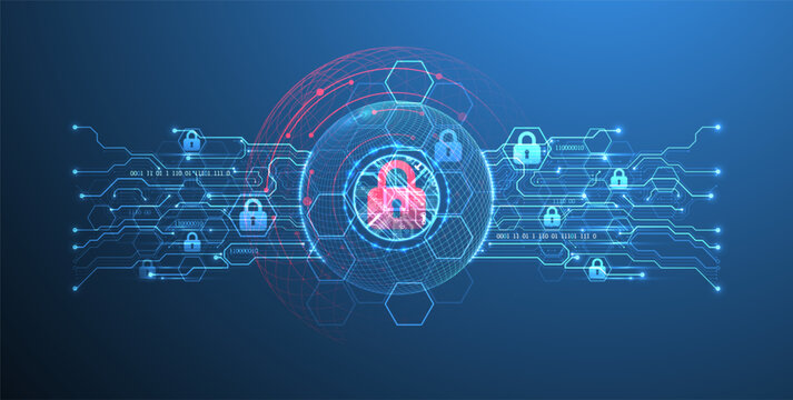 Data security Illustrates cyber data or information privacy idea. Color abstract  technology background.