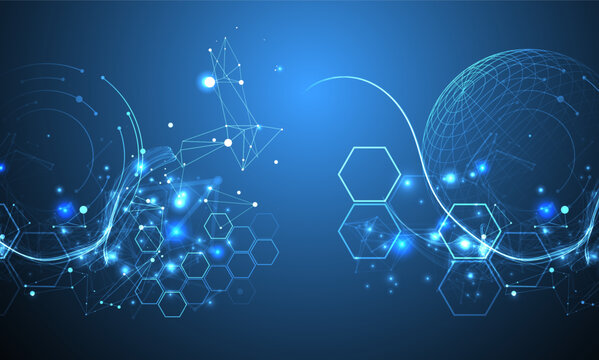 Abstract sphere background with plexus effect. 3D surface. Vector illustration.