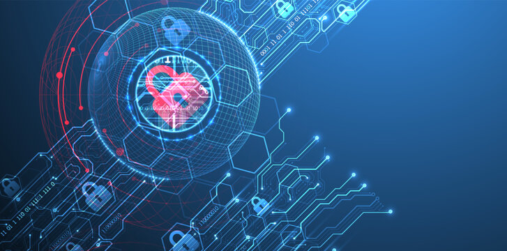 Data security Illustrates cyber data or information privacy idea. Color abstract  technology background.
