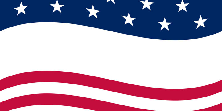 USA Wavy Flag Background with Stars and Stripes in Minimal Vector Style