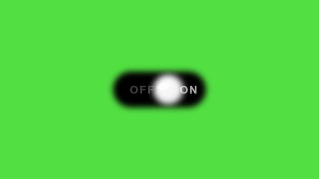 A close-up view of an on button on a green background