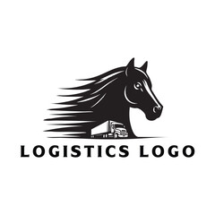 Fototapeta premium Horse head and truck silhouette logo design isolated on white background