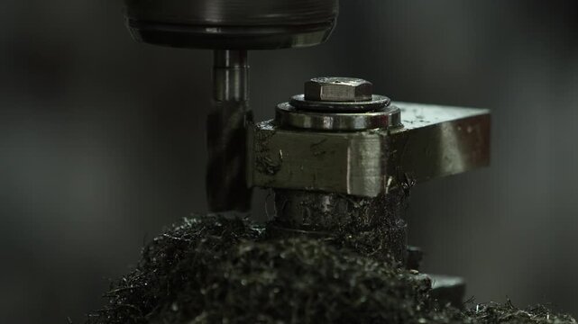 VDO 4K Lathe is working on turning metal parts for industrial use.	