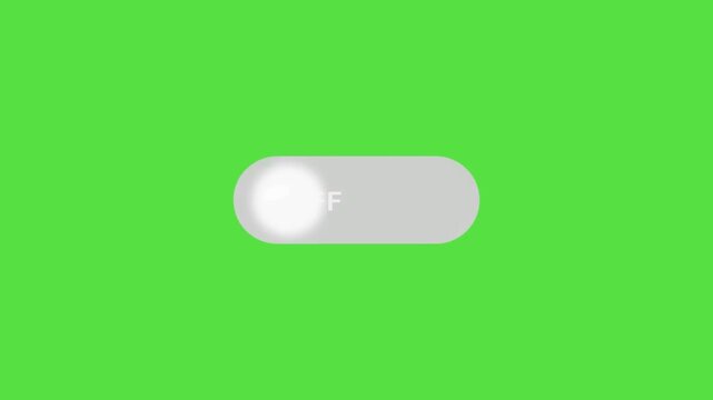 A sleek toggle button with a bright green background and a white light switch