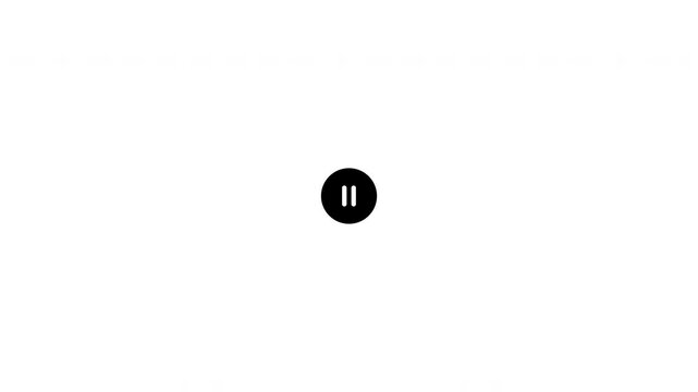 Play pause media player button icon animation on transparent background
