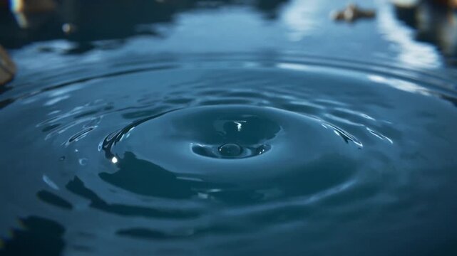 Contacting primary droplet creating dome and jet in studio basin, forming spherical rebound droplet