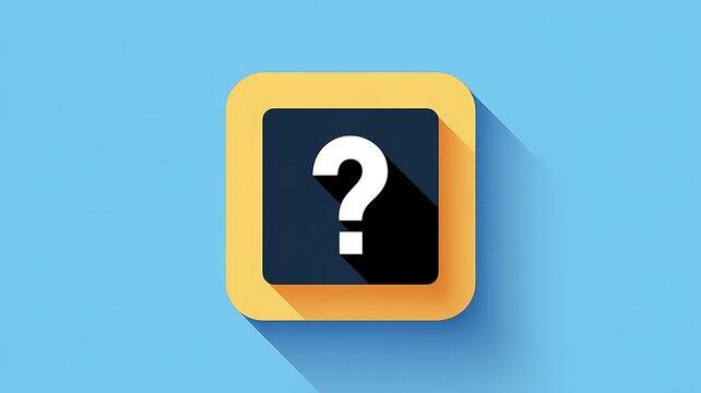 Question mark icon, black and gold, flat design, symbol of uncertainty