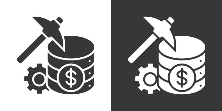 Data Mining Icon Set Vector Collection Isolated In Black And White