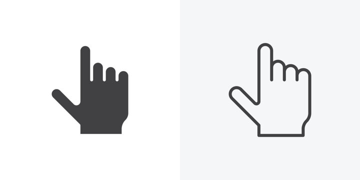 Cursor hand icon vector sign symbol isolated on white. Stroke and clipart style
