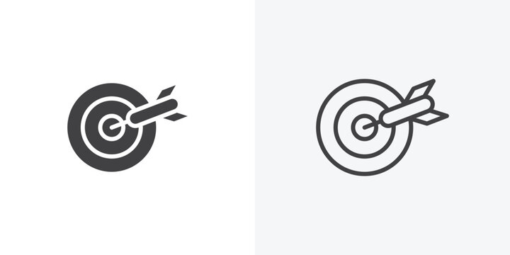 Darts icon vector sign symbol isolated on white. Stroke and clipart style
