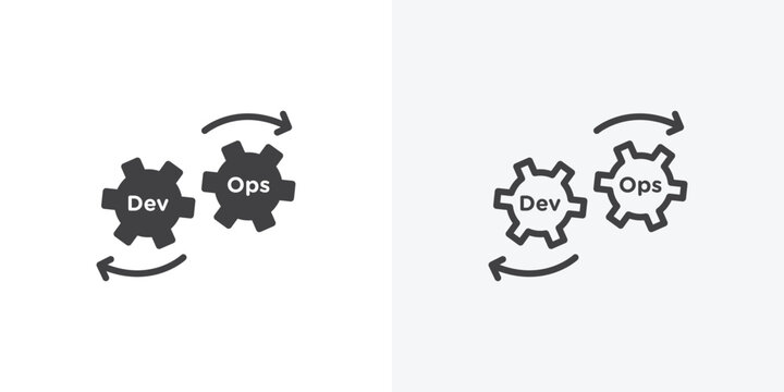 Dev ops icon vector sign symbol isolated on white. Stroke and clipart style